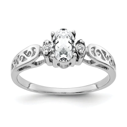 Solid 14k White Gold 6x4mm Oval Cubic Zirconia VS Simulated CZ Ring