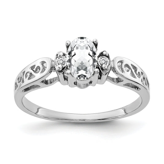Solid 14k White Gold 6x4mm Oval Cubic Zirconia VS Simulated CZ Ring