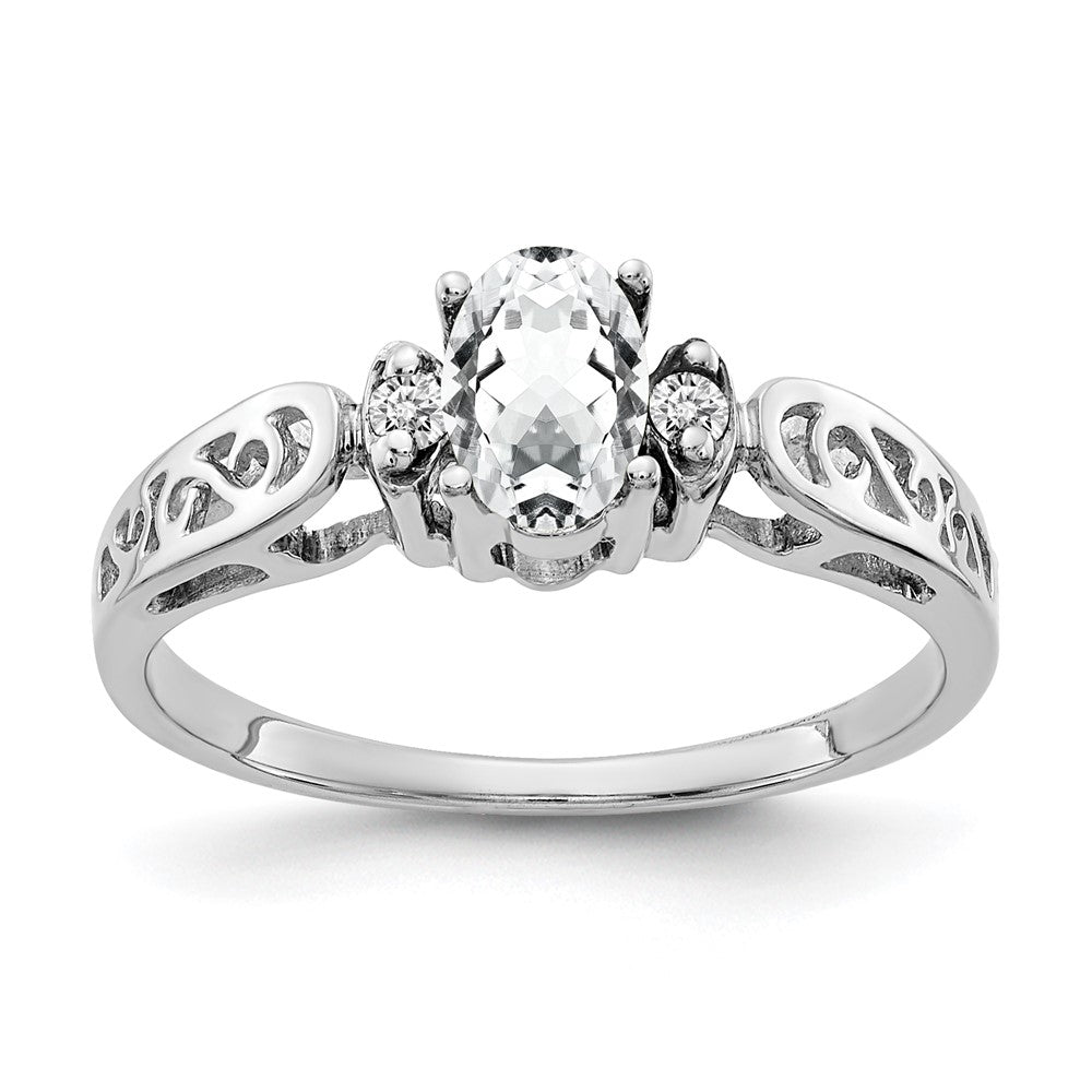 Solid 14k White Gold 6x4mm Oval Cubic Zirconia A Simulated CZ Ring