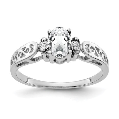 Solid 14k White Gold 6x4mm Oval Cubic Zirconia A Simulated CZ Ring
