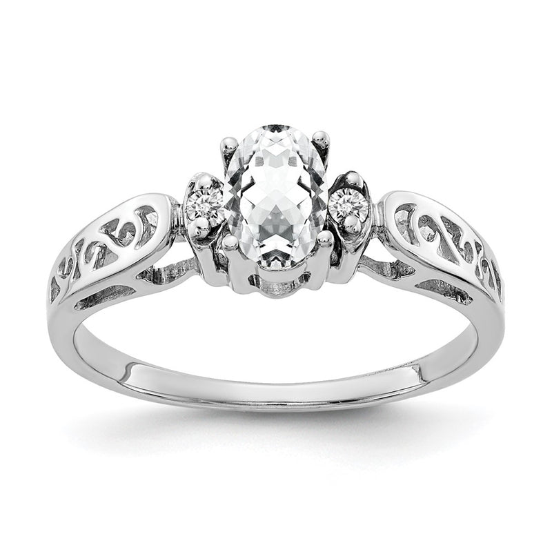 Solid 14k White Gold 6x4mm Oval Cubic Zirconia A Simulated CZ Ring