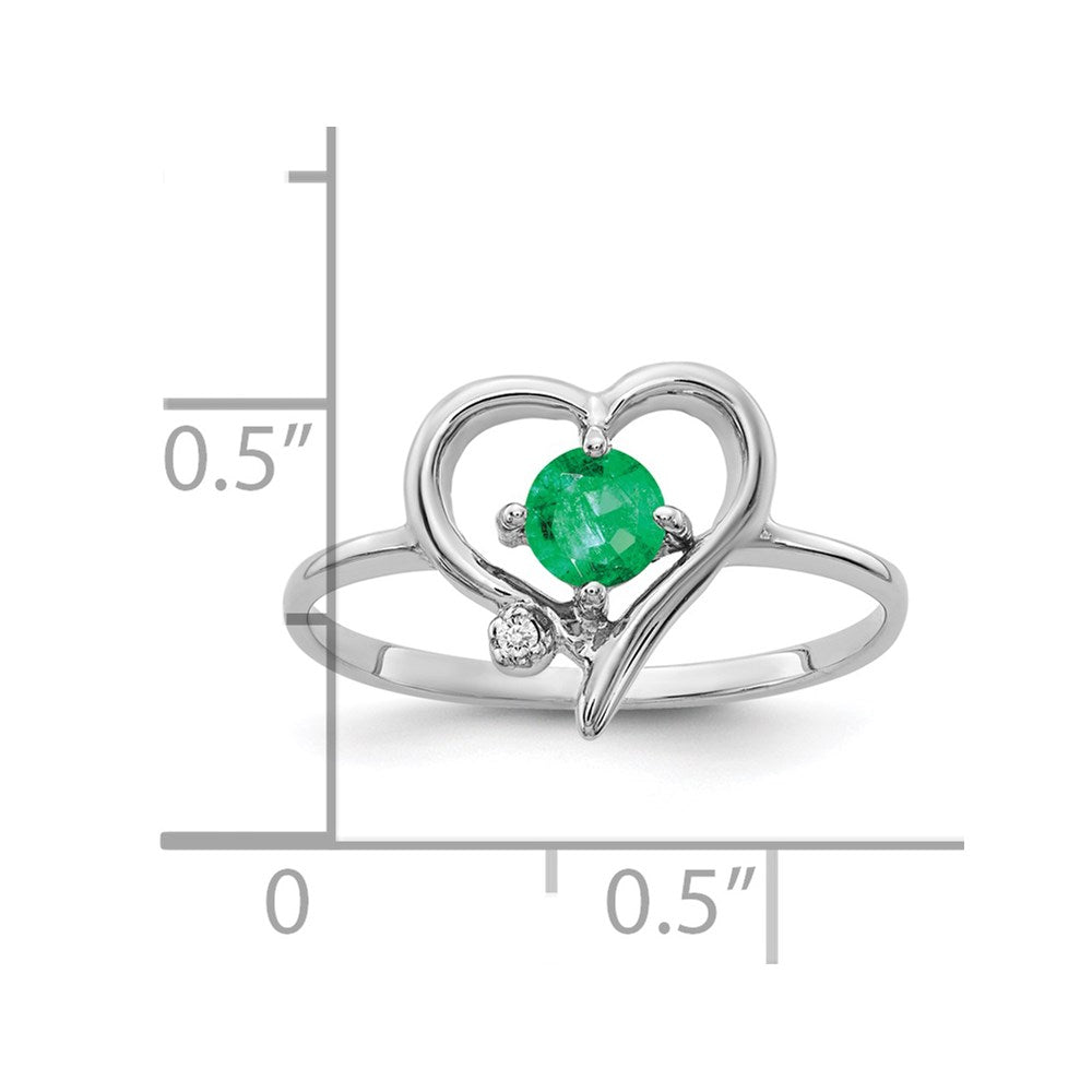14K White Gold 4mm Emerald Vs Diamond Ring