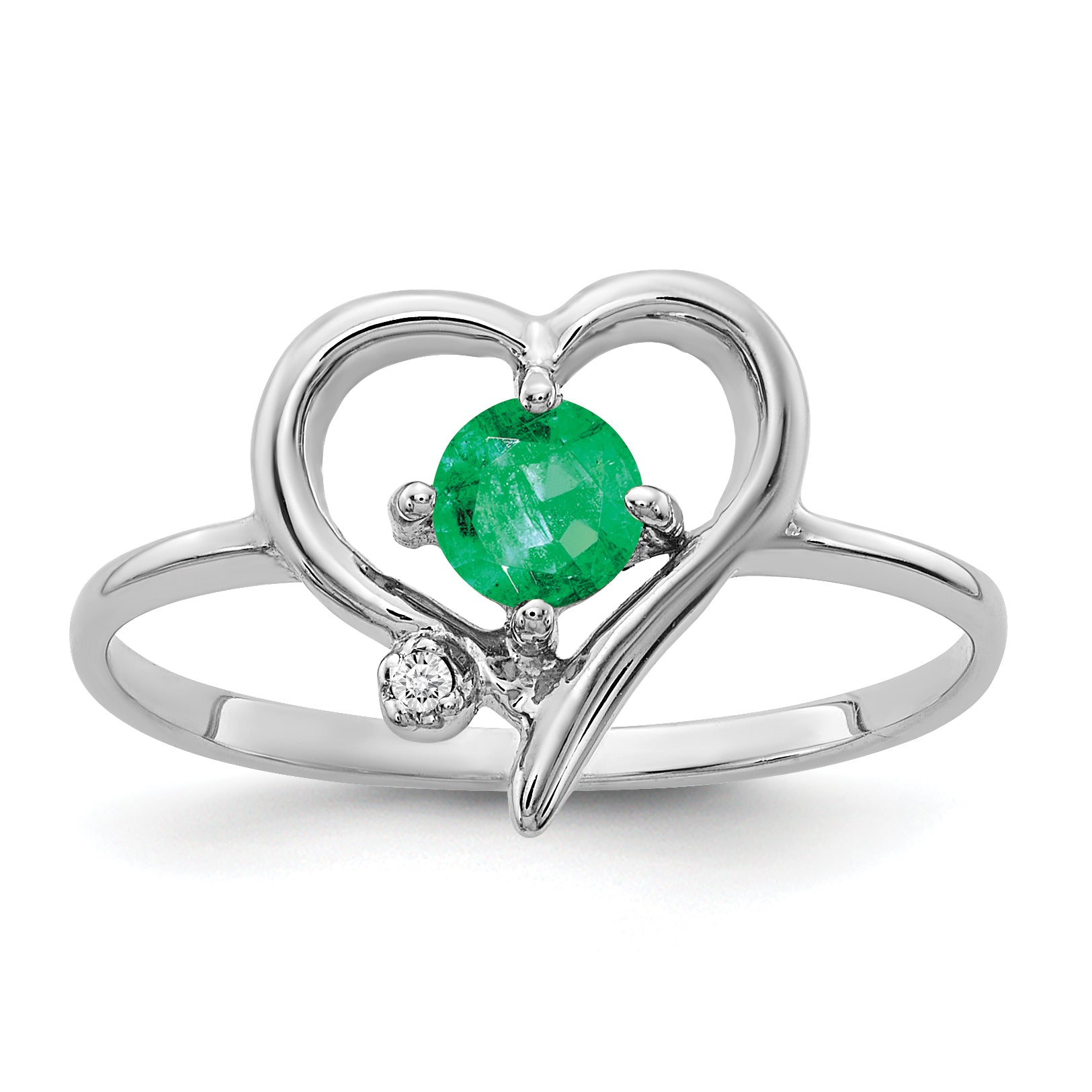 14k White Gold 4mm Emerald A Real Diamond ring