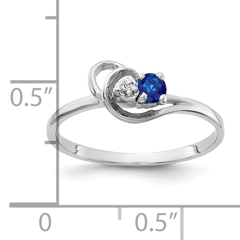 14K White Gold 3mm Sapphire Aa Diamond Ring