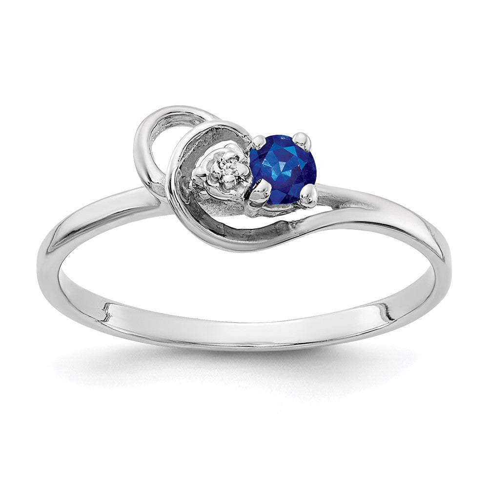 14K White Gold 3mm Sapphire A Diamond Ring