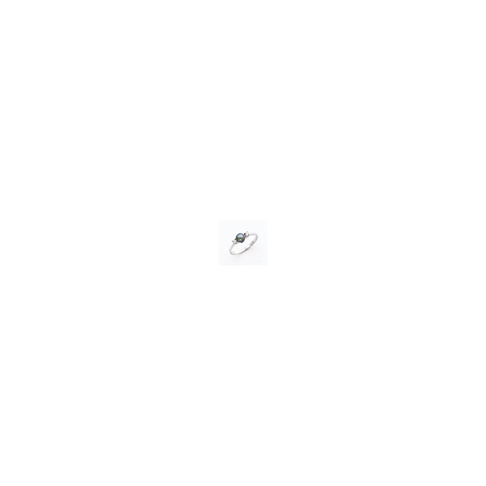 14K White Gold 5mm Freshwater Cultured Pearl Diamond Ring