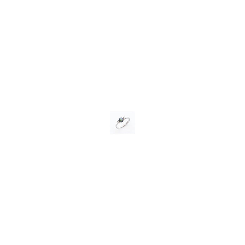 14K White Gold 5mm Freshwater Cultured Pearl Diamond Ring
