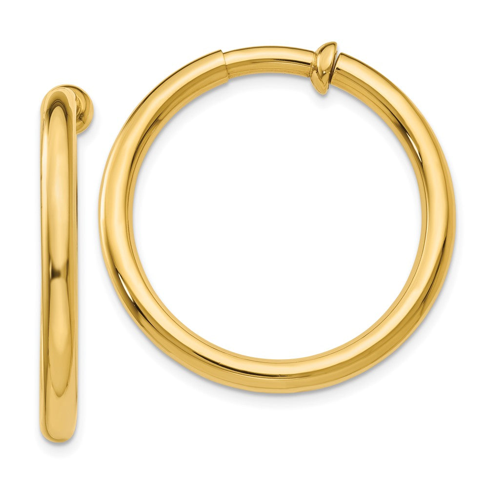 14K Yellow Gold Non Pierced Hoop Earrings