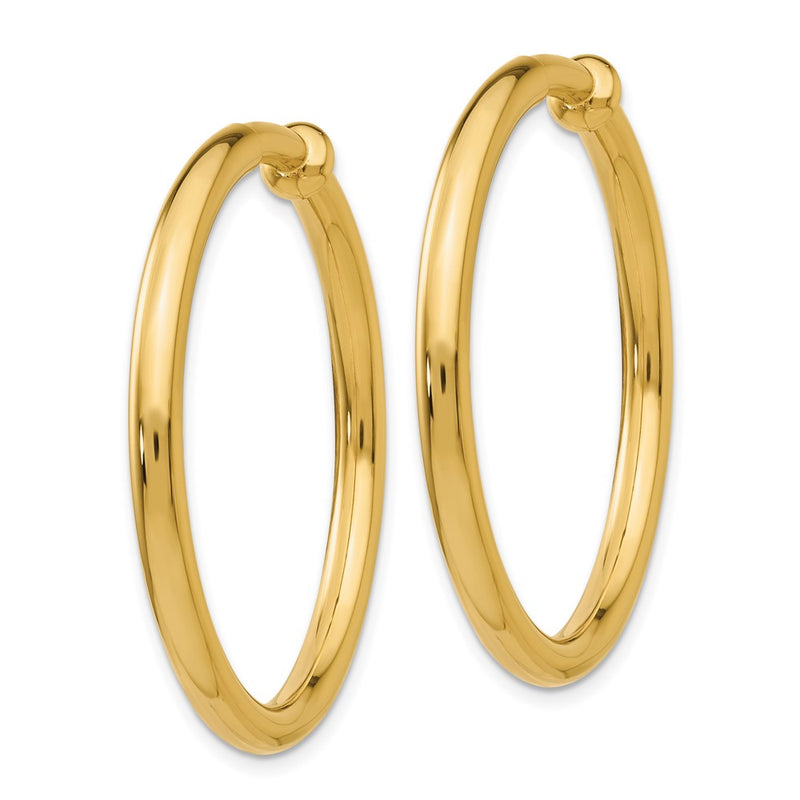 14K Yellow Gold Non Pierced Hoop Earrings