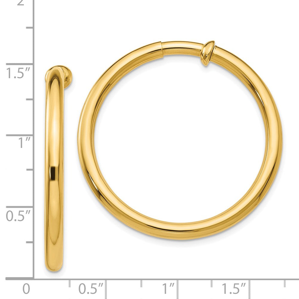 14K Yellow Gold Non Pierced Hoop Earrings