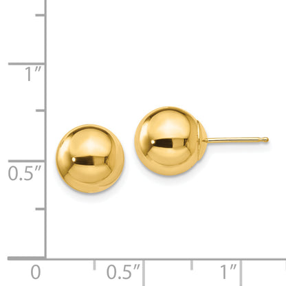14K Yellow Gold Polished 9mm Ball Post Earrings