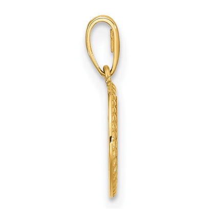 14K Yellow Gold Polished Round with Rope Border Charm