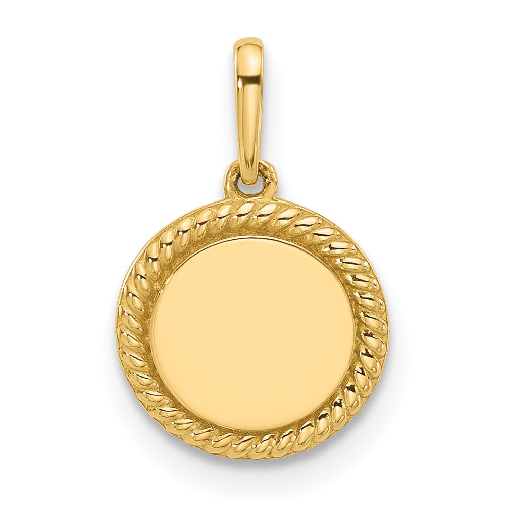 14K Yellow Gold Polished Round with Rope Border Charm