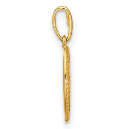 14K Yellow Gold Polished Oval with Rope Border Charm