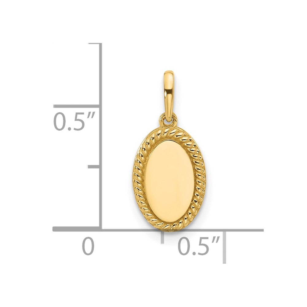 14K Yellow Gold Polished Oval with Rope Border Charm