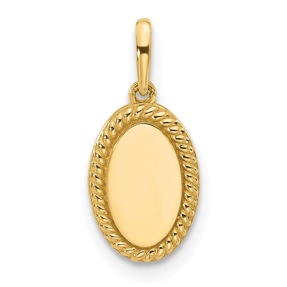 14K Yellow Gold Polished Oval with Rope Border Charm