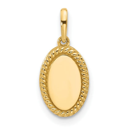 14K Yellow Gold Polished Oval with Rope Border Charm