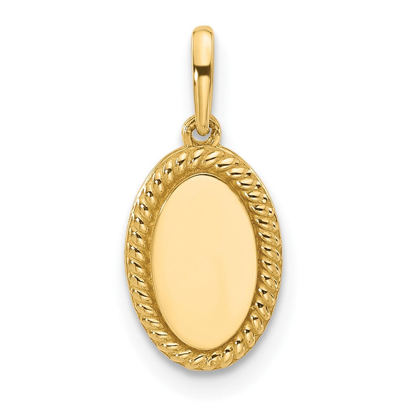 14K Yellow Gold Polished Oval with Rope Border Charm