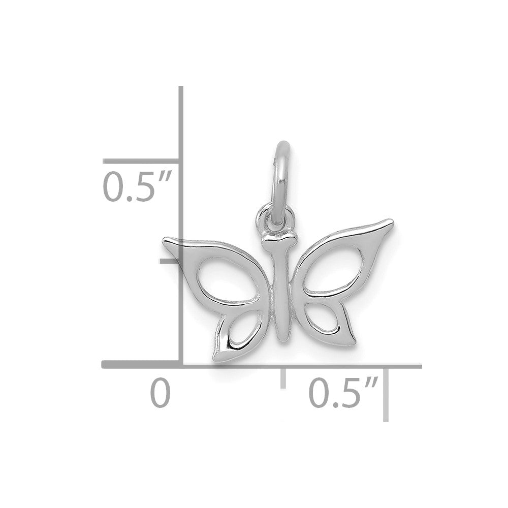 14K White Gold Polished Butterfly Charm