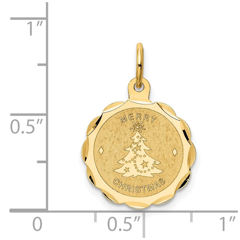 14k Yellow Gold 14k Merry Christmas Disc Charm