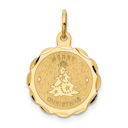 14k Yellow Gold 14k Merry Christmas Disc Charm