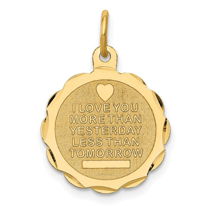 14k Yellow Gold 14k Love Sentinment Engraveable Charm