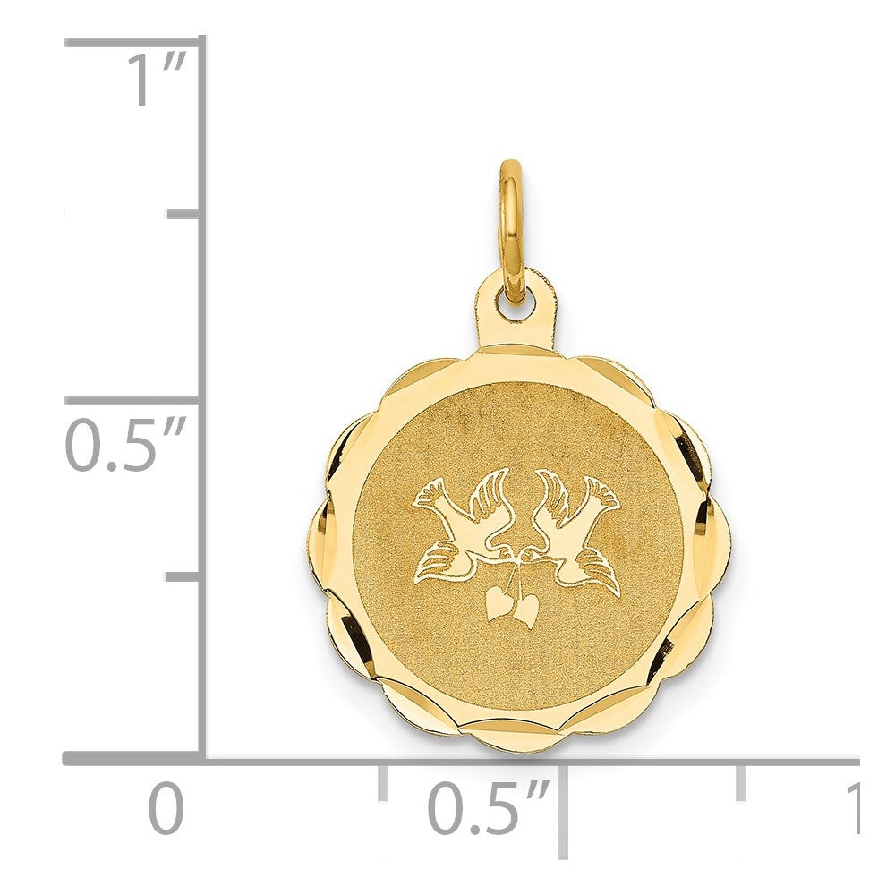 14k Yellow Gold 14k Love Birds Disc Charm