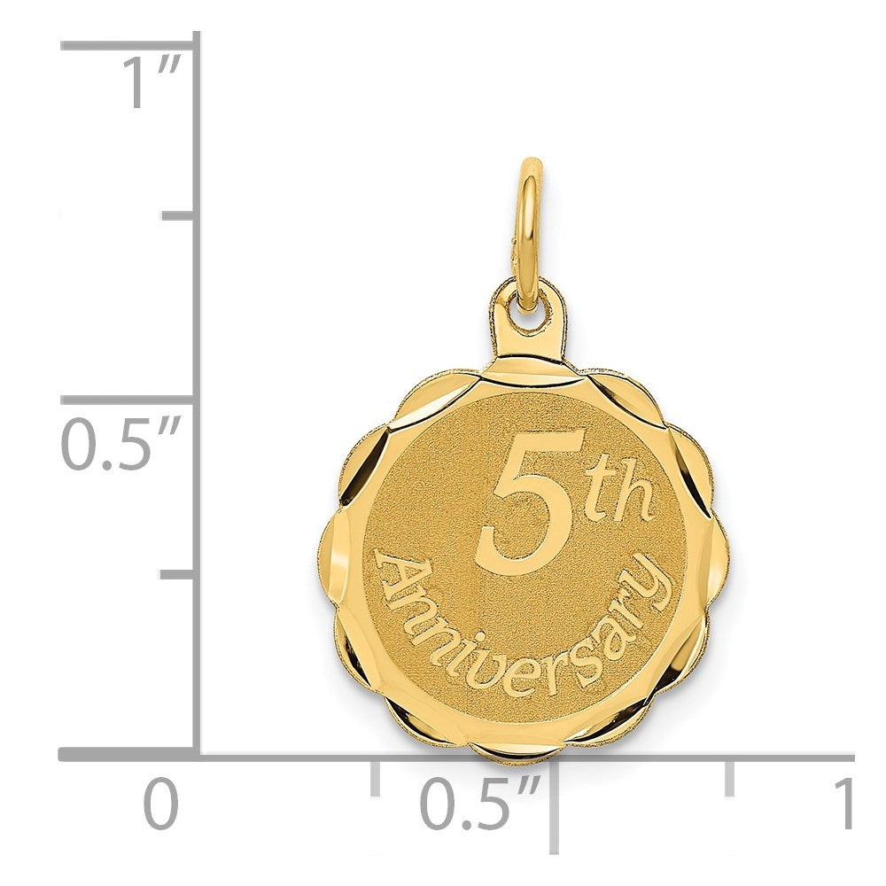 14k Yellow Gold 14K Happy 5th ANNIVERSARY Charm