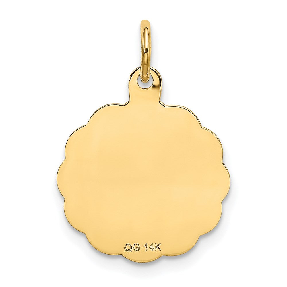 14K Yellow Gold Polished It'S A Boy Scalloped Disc Charm