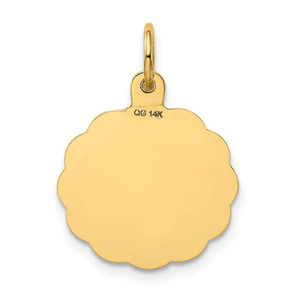 14k Yellow Gold 14k Polished IT'S A GIRL Scalloped Disc Charm