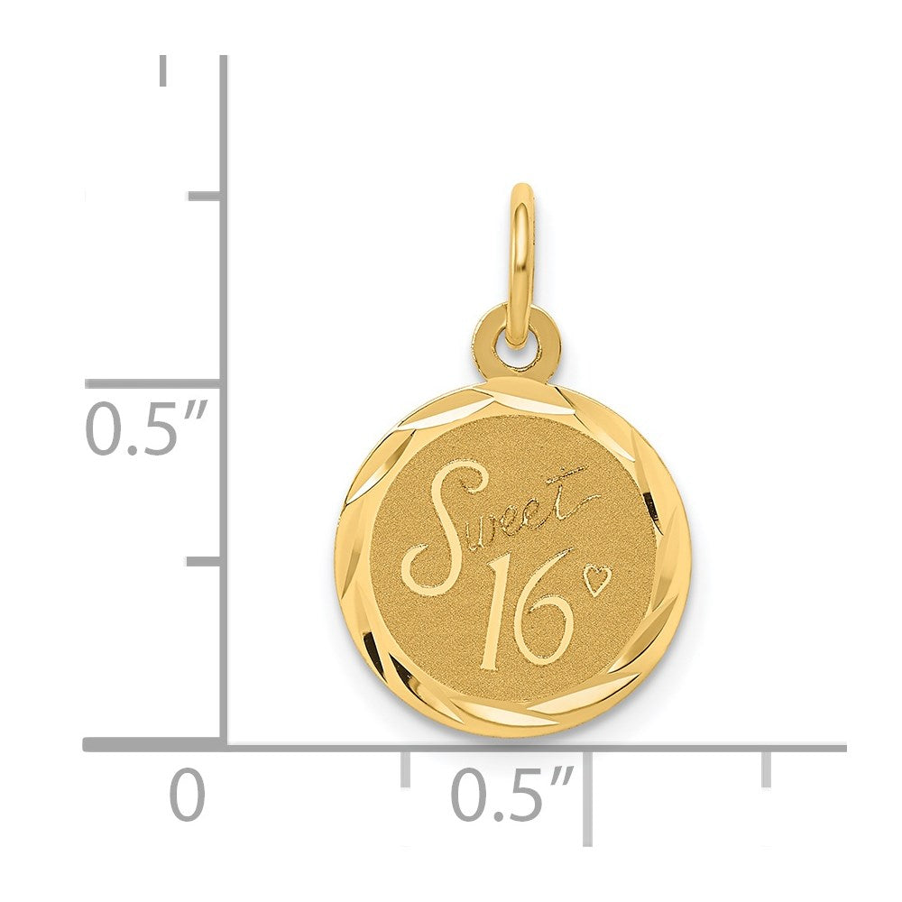 14k Yellow Gold 14k SWEET 16 Disc Charm