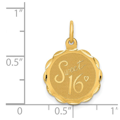 14k Yellow Gold 14k SWEET 16 Disc Charm