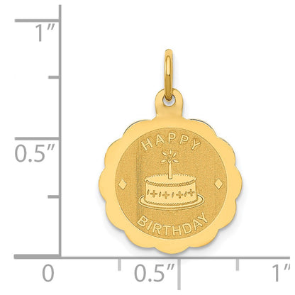 14k Yellow Gold 14K Polished Satin Engraveable HAPPY BIRTHDAY Charm