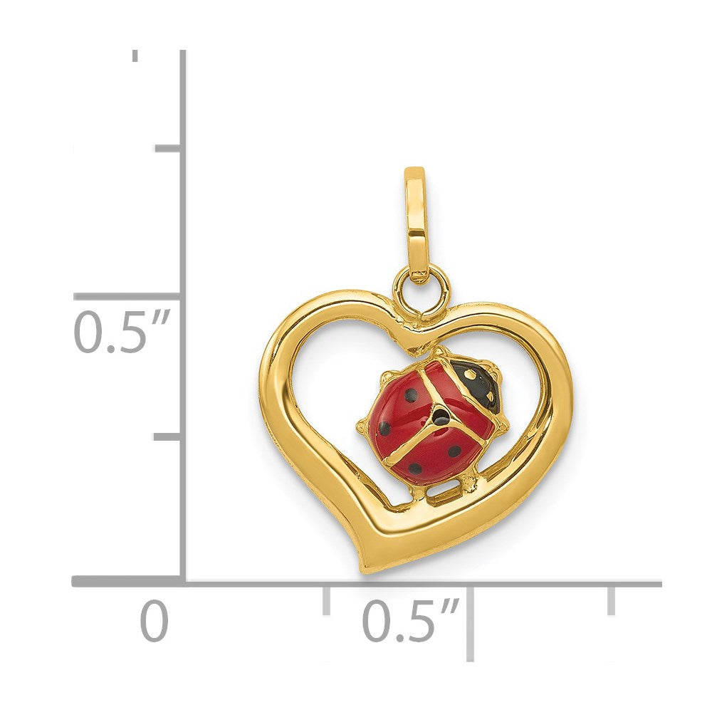 14k Yellow Gold 14k Enameled Ladybug in Heart Charm