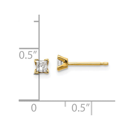 14k AA Quality Complete Princess cut Diamond Stud Ear