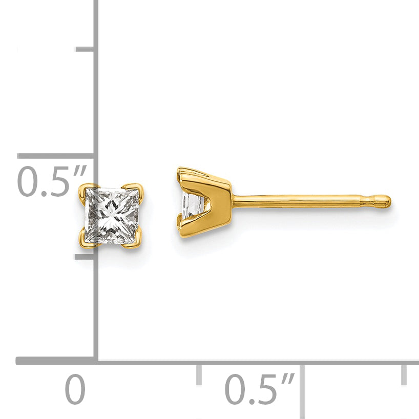 14k VS Quality Complete Princess cut Diamond Earrings