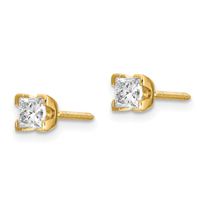 14k VS Quality Complete Princess cut Diamond Earrings