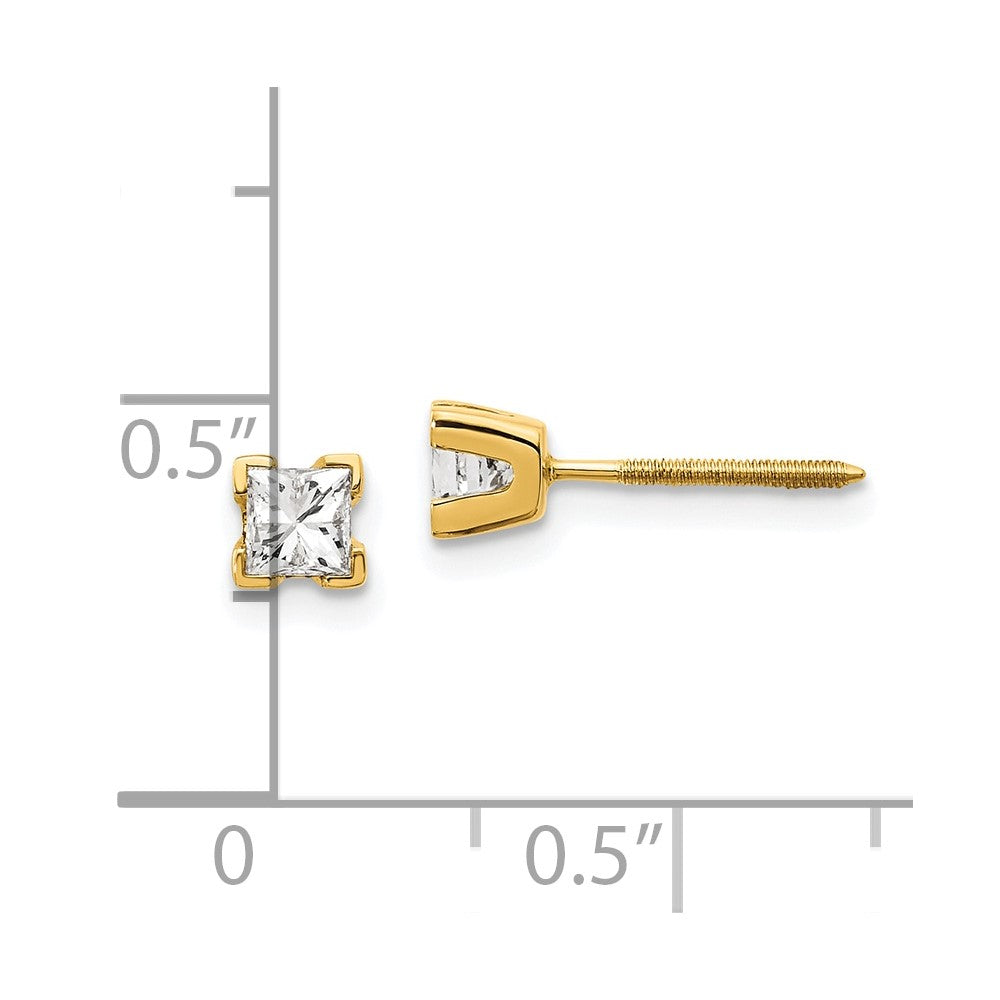 14k VS Quality Complete Princess cut Diamond Earrings