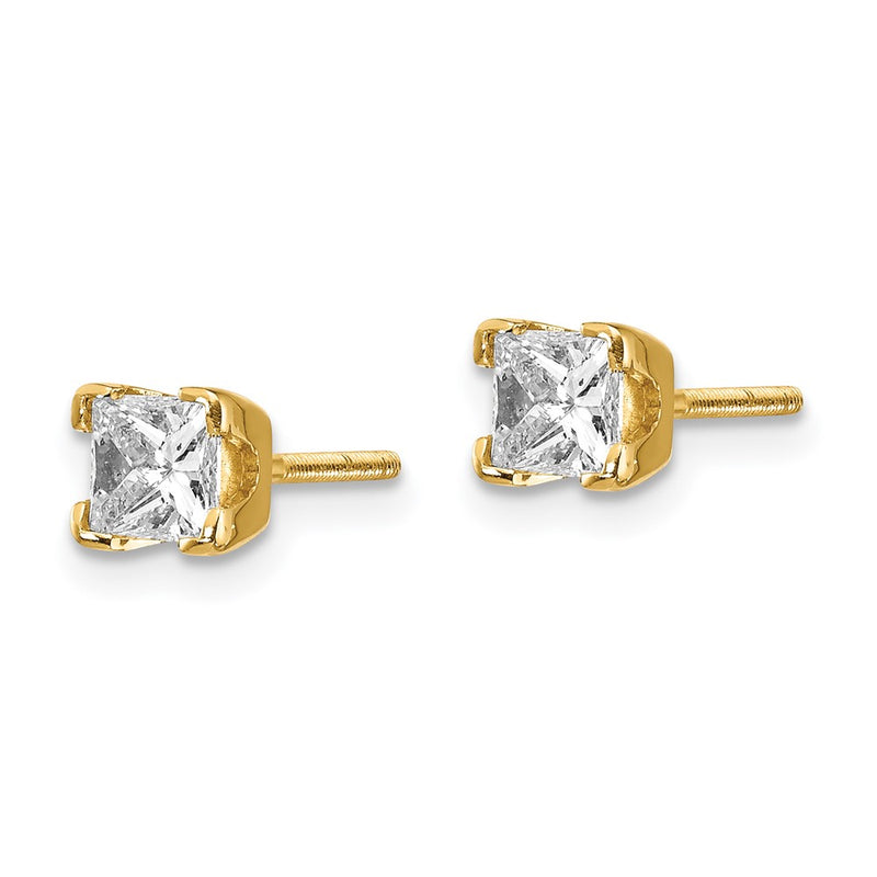 14k AAA Quality Complete Princess cut Diamond Earring