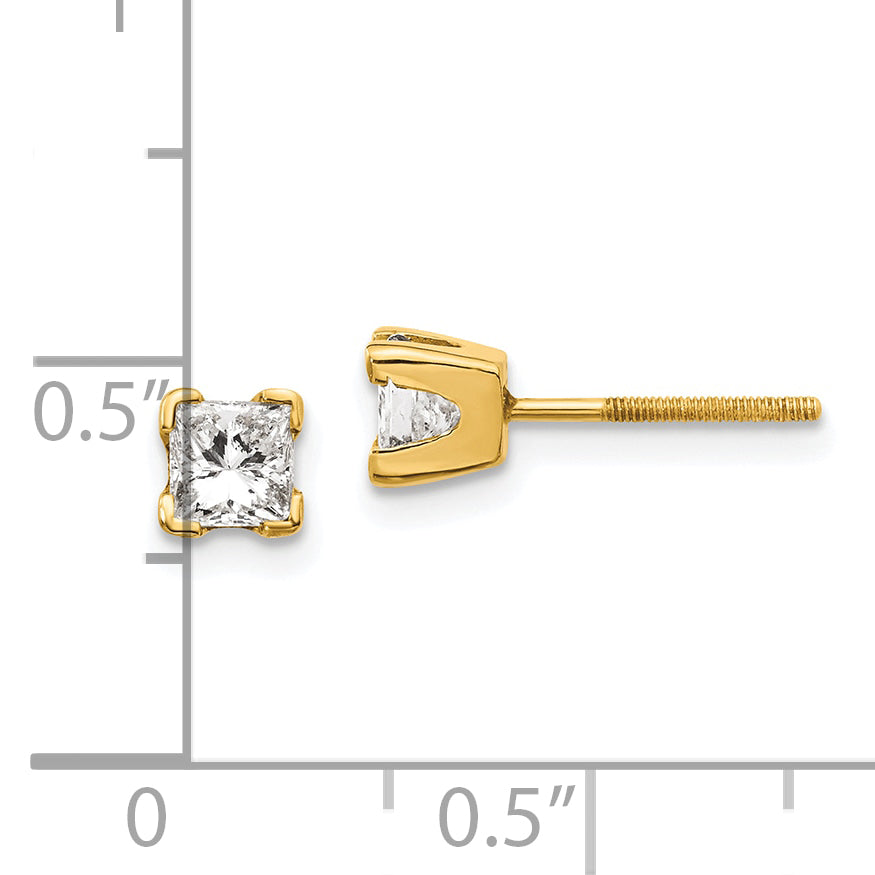 14k VS Quality Complete Princess cut Diamond Earrings