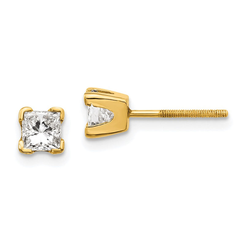 14k AAA Quality Complete Princess cut Diamond Earring