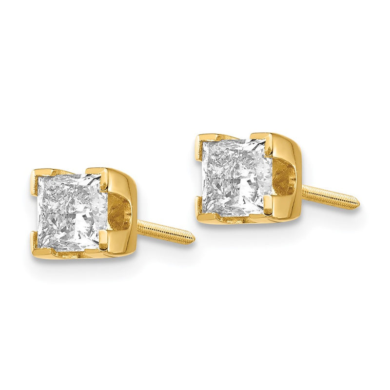 14k AAA Quality Complete Princess cut Diamond Earring