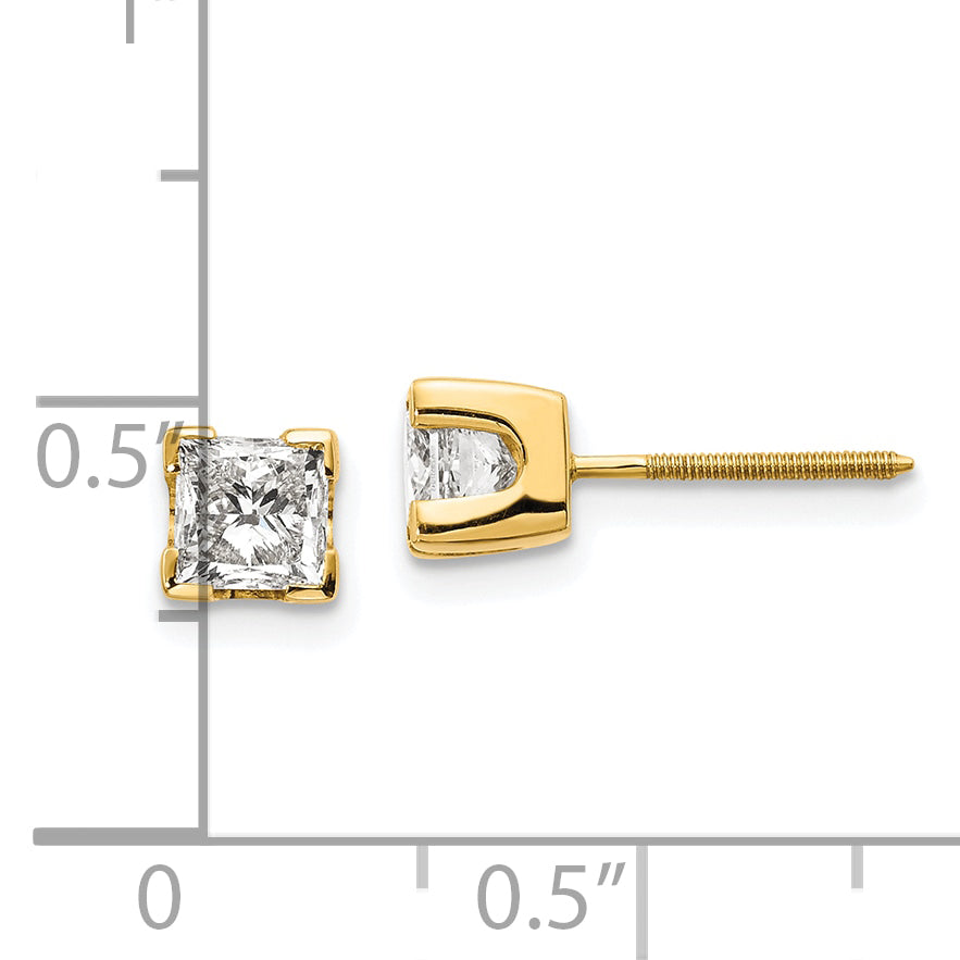 14k AAA Quality Complete Princess cut Diamond Earring