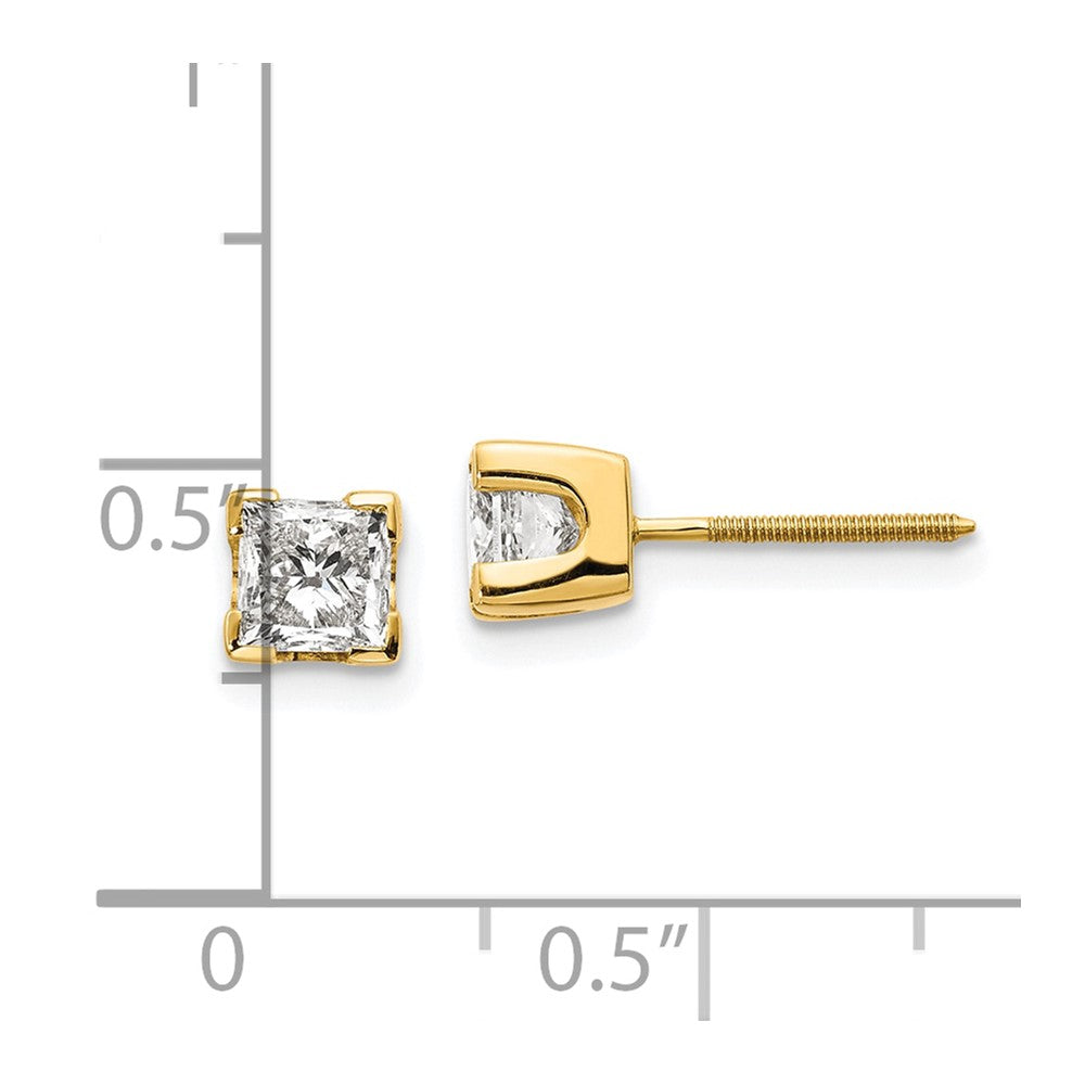 14k AAA Quality Complete Princess cut Diamond Earring