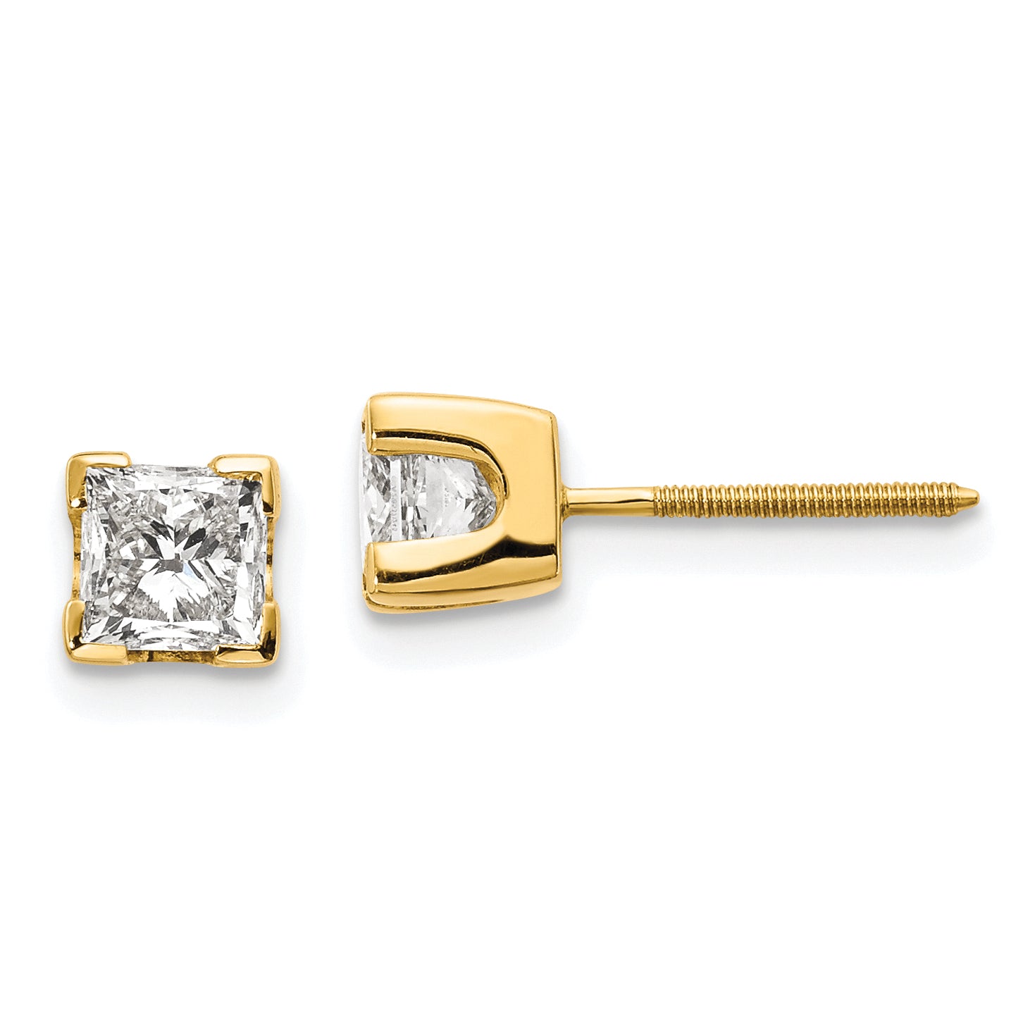 14k AAA Quality Complete Princess cut Diamond Earring