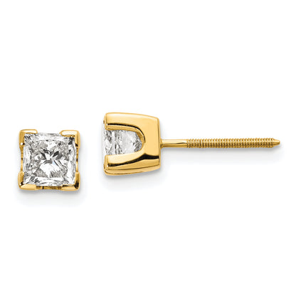 14k AAA Quality Complete Princess cut Diamond Earring