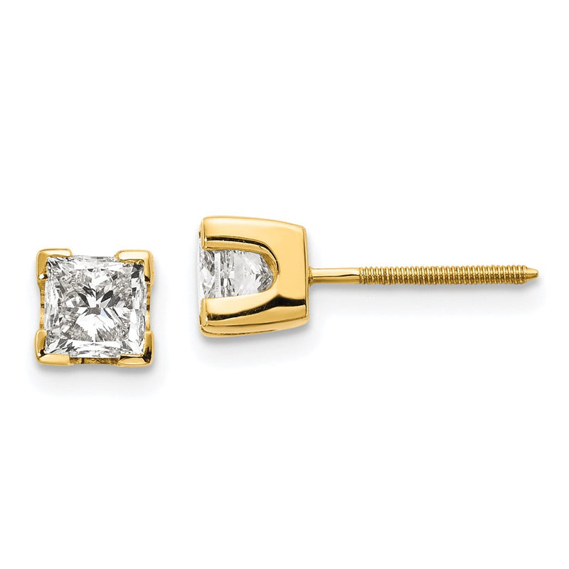 14k AAA Quality Complete Princess cut Diamond Earring