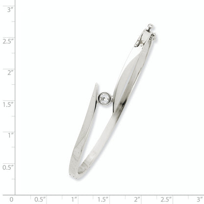 14K White Gold Complete 1/4 Carat Aa Diamond Hinged Oval Bangle Bracelet