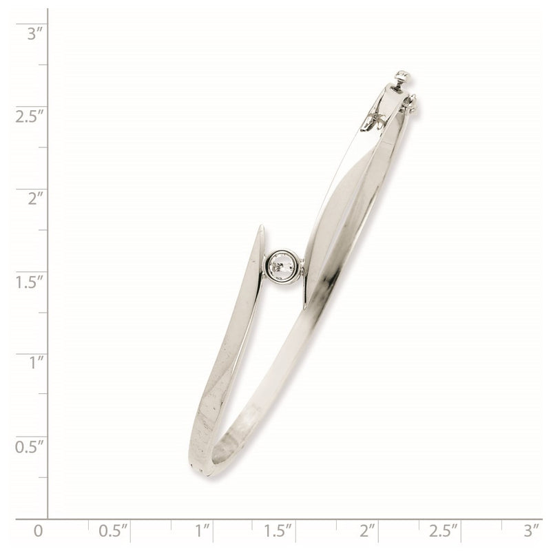14K White Gold Complete 1/4 Carat Aa Diamond Hinged Oval Bangle Bracelet