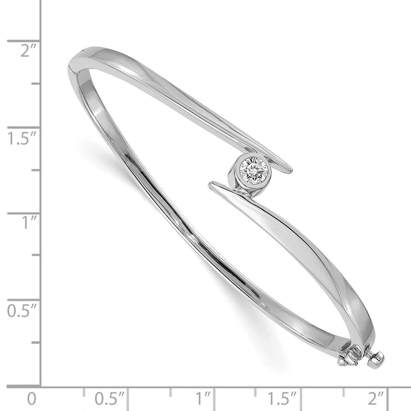 14K White Gold Complete 1/2 Carat A Diamond Hinged Oval Bangle Bracelet